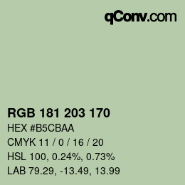 Color code: RGB 181 203 170 | qconv.com