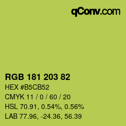 Color code: RGB 181 203 82 | qconv.com