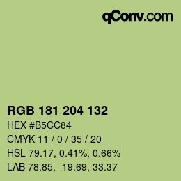 Color code: RGB 181 204 132 | qconv.com