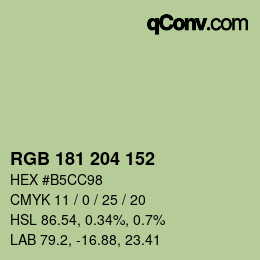 Color code: RGB 181 204 152 | qconv.com