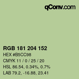 Color code: RGB 181 204 152 | qconv.com