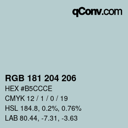 カラーコード: RGB 181 204 206 | qconv.com