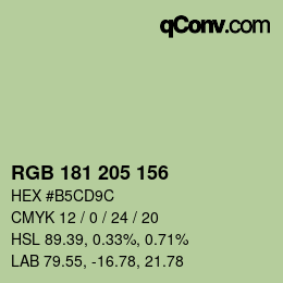 Color code: RGB 181 205 156 | qconv.com
