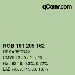 Color code: RGB 181 205 162 | qconv.com