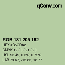 カラーコード: RGB 181 205 162 | qconv.com
