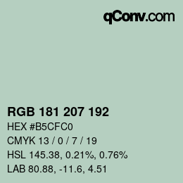 Color code: RGB 181 207 192 | qconv.com