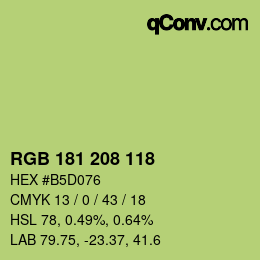 颜色代码: RGB 181 208 118 | qconv.com