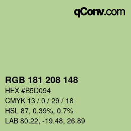 Color code: RGB 181 208 148 | qconv.com