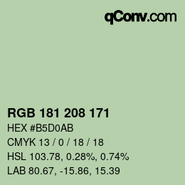 Color code: RGB 181 208 171 | qconv.com