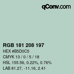 Color code: RGB 181 208 197 | qconv.com