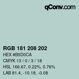 Color code: RGB 181 208 202 | qconv.com