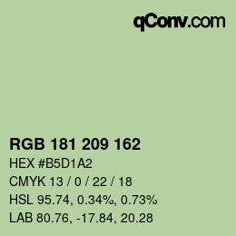 Color code: RGB 181 209 162 | qconv.com