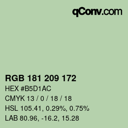 Color code: RGB 181 209 172 | qconv.com