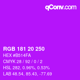 Color code: RGB 181 20 250 | qconv.com