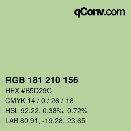 Color code: RGB 181 210 156 | qconv.com