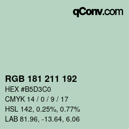 Color code: RGB 181 211 192 | qconv.com