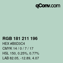 Color code: RGB 181 211 196 | qconv.com