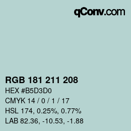 Farbcode: RGB 181 211 208 | qconv.com