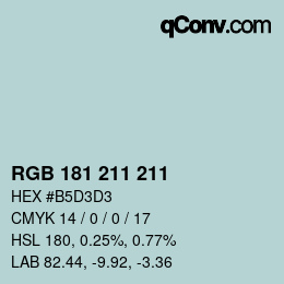 Color code: RGB 181 211 211 | qconv.com