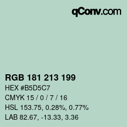 Color code: RGB 181 213 199 | qconv.com