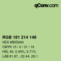 颜色代码: RGB 181 214 148 | qconv.com