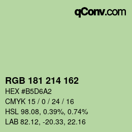 Color code: RGB 181 214 162 | qconv.com