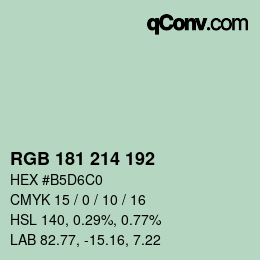カラーコード: RGB 181 214 192 | qconv.com