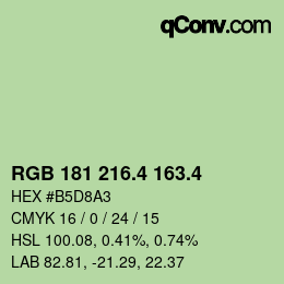 カラーコード: RGB 181 216.4 163.4 | qconv.com