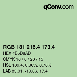カラーコード: RGB 181 216.4 173.4 | qconv.com