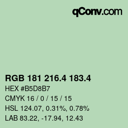 カラーコード: RGB 181 216.4 183.4 | qconv.com