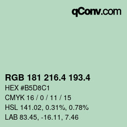 カラーコード: RGB 181 216.4 193.4 | qconv.com