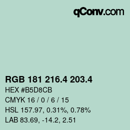 カラーコード: RGB 181 216.4 203.4 | qconv.com