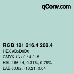カラーコード: RGB 181 216.4 208.4 | qconv.com