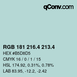 カラーコード: RGB 181 216.4 213.4 | qconv.com