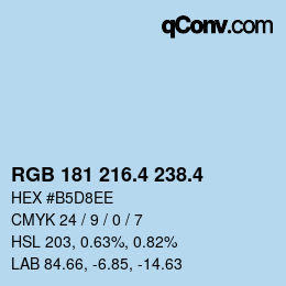 カラーコード: RGB 181 216.4 238.4 | qconv.com