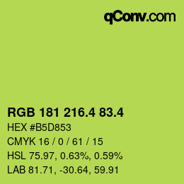カラーコード: RGB 181 216.4 83.4 | qconv.com