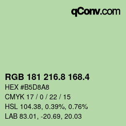 カラーコード: RGB 181 216.8 168.4 | qconv.com