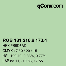 カラーコード: RGB 181 216.8 173.4 | qconv.com