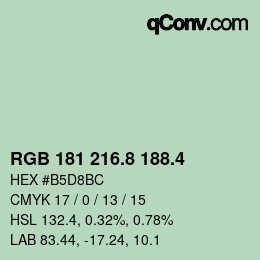 カラーコード: RGB 181 216.8 188.4 | qconv.com