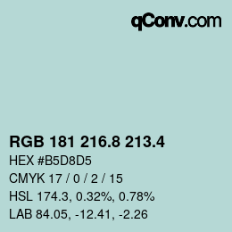 カラーコード: RGB 181 216.8 213.4 | qconv.com