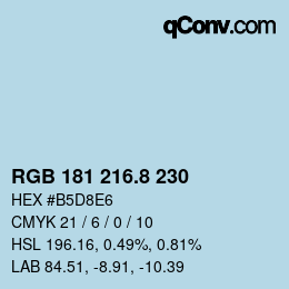 Color code: RGB 181 216.8 230 | qconv.com