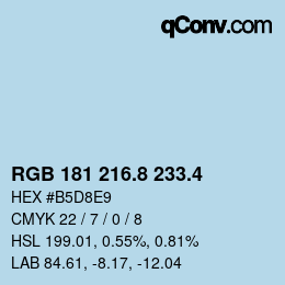 カラーコード: RGB 181 216.8 233.4 | qconv.com