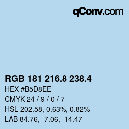 カラーコード: RGB 181 216.8 238.4 | qconv.com