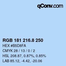 カラーコード: RGB 181 216.8 250 | qconv.com