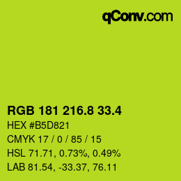 カラーコード: RGB 181 216.8 33.4 | qconv.com