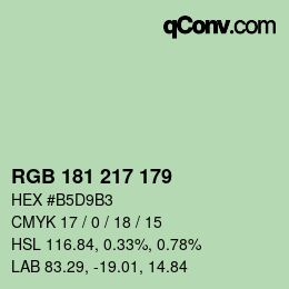 Color code: RGB 181 217 179 | qconv.com