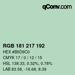颜色代码: RGB 181 217 192 | qconv.com