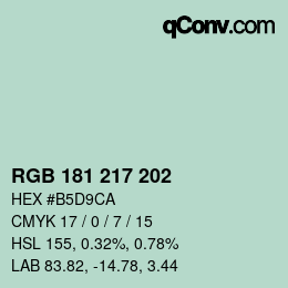 颜色代码: RGB 181 217 202 | qconv.com