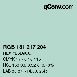 カラーコード: RGB 181 217 204 | qconv.com