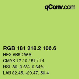 カラーコード: RGB 181 218.2 106.6 | qconv.com